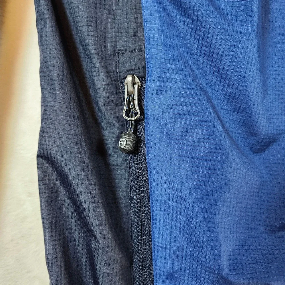Free‎ Country Mens Blue Colorblock Hooded Windbreaker Jacket Water Resistant L